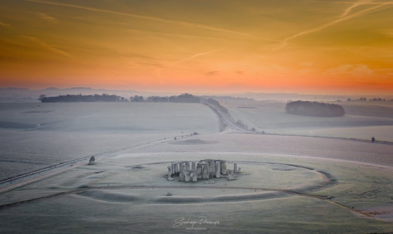 A  new circle discovered near Stonehenge, is more than 10 metres in diameter and five metres deep.  Photo taken by Stonehenge Dronescapes.  